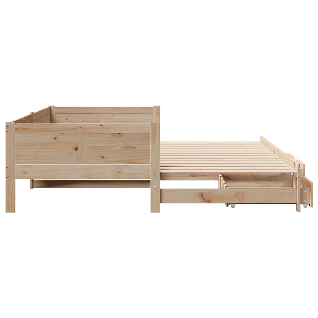 Daybed with Trundle and Drawers without Mattress 90x190 cm Single