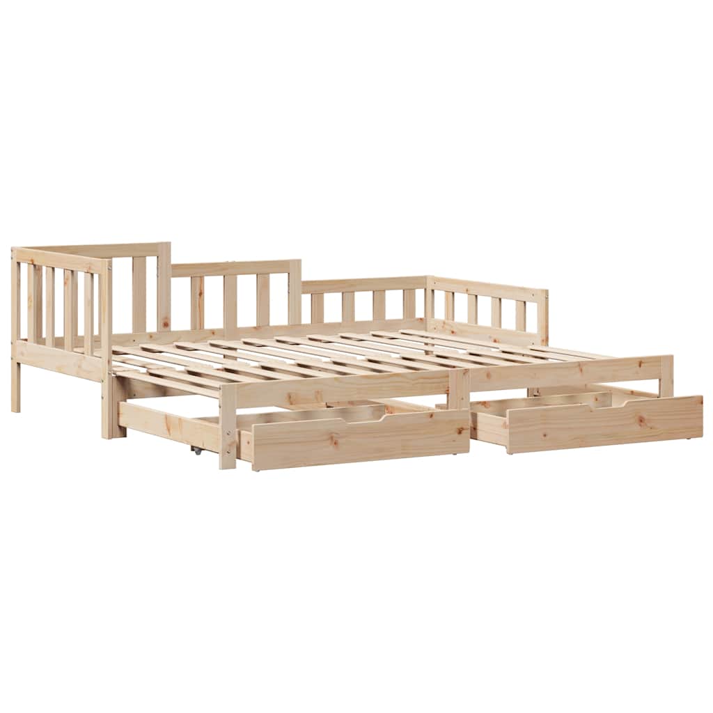 Daybed with Trundle and Drawers without Mattress 90x200 cm