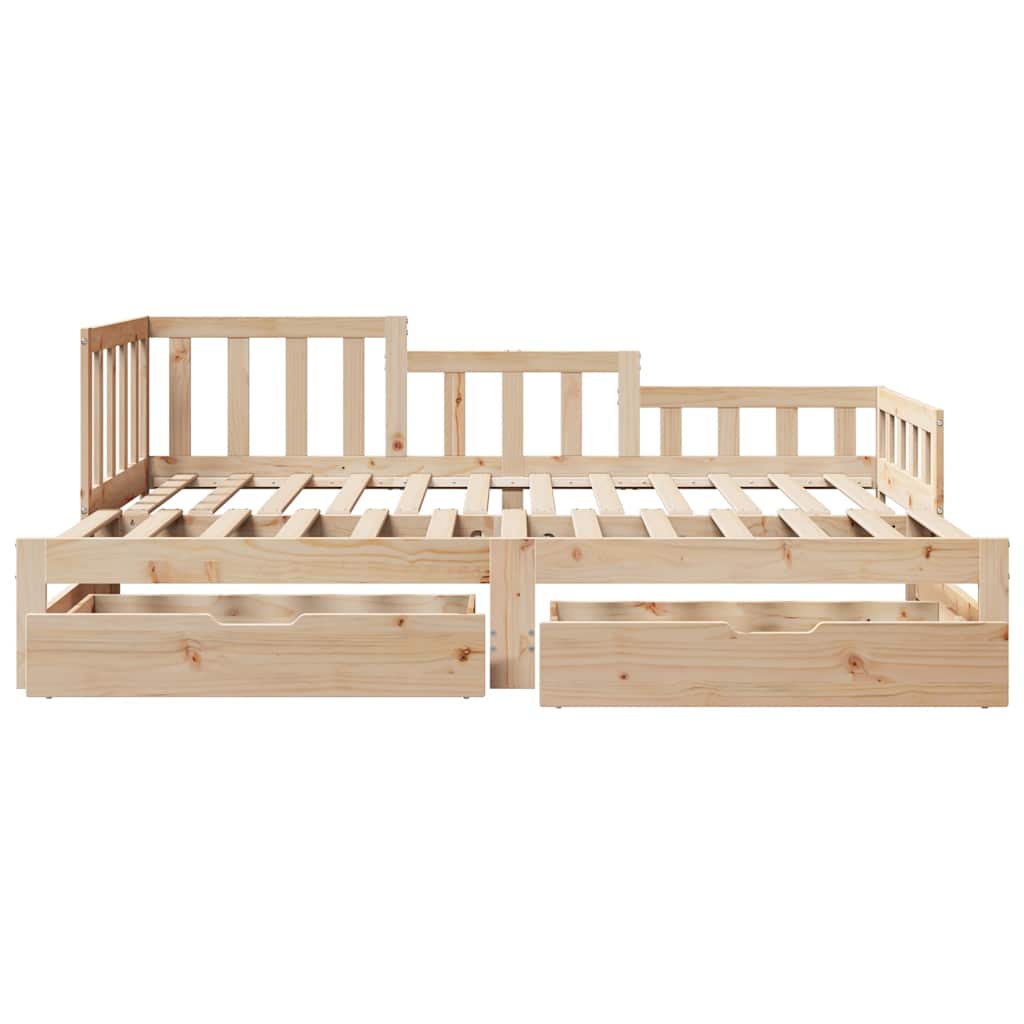 Daybed with Trundle and Drawers without Mattress 90x200 cm