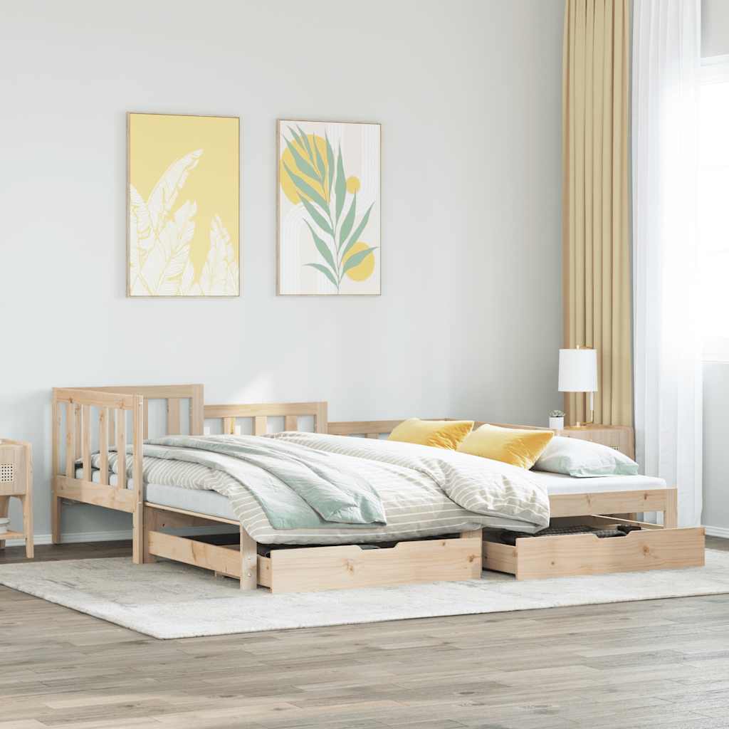 Daybed with Trundle and Drawers without Mattress 90x200 cm