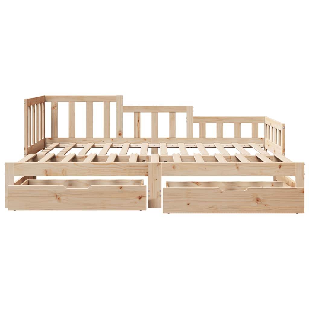 Daybed with Trundle and Drawers without Mattress 90x190 cm Single