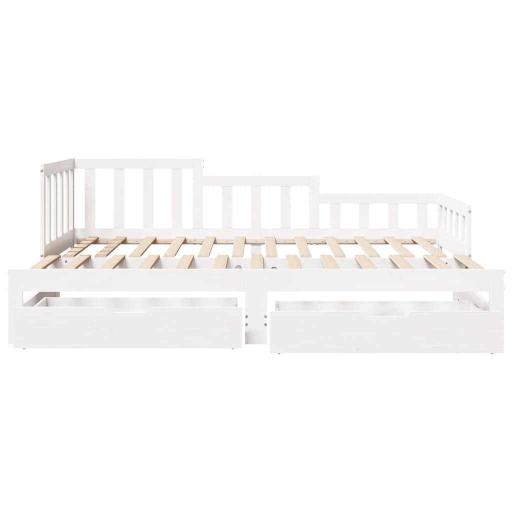 Daybed with Trundle and Drawers without Mattress White 90x190 cm Single