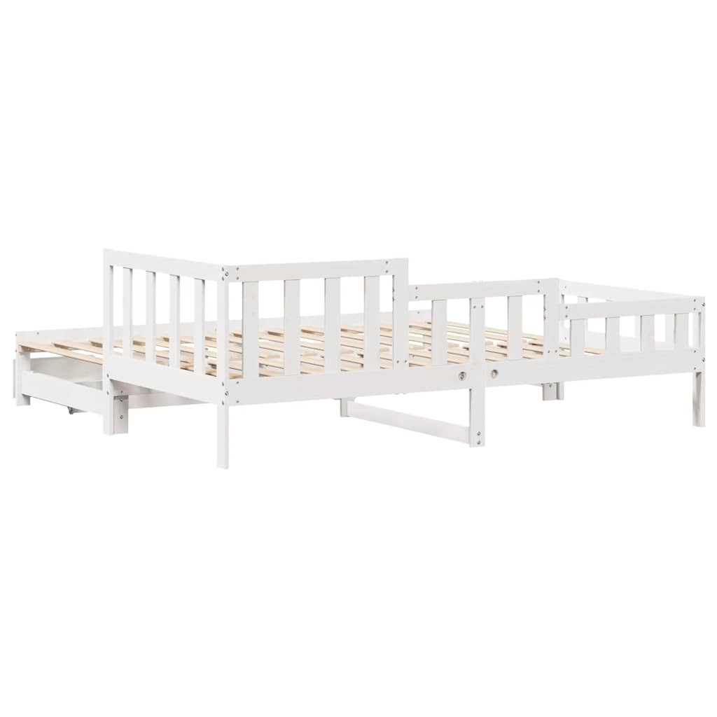 Daybed with Trundle and Drawers without Mattress White 90x190 cm Single