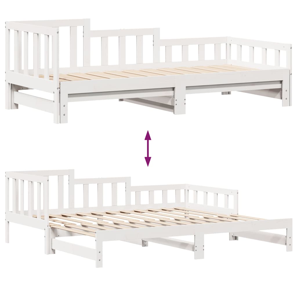 Daybed with Trundle and Drawers without Mattress White 90x190 cm Single