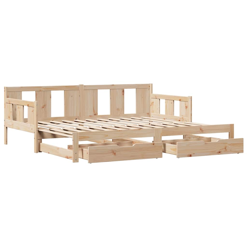 Daybed with Trundle and Drawers without Mattress 90x190 cm Single