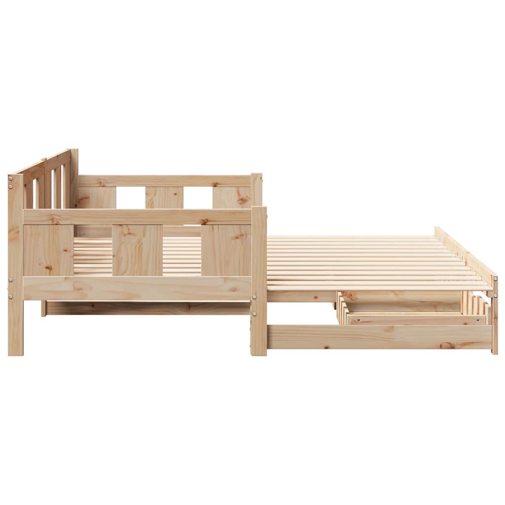 Daybed with Trundle and Drawers without Mattress 90x190 cm Single