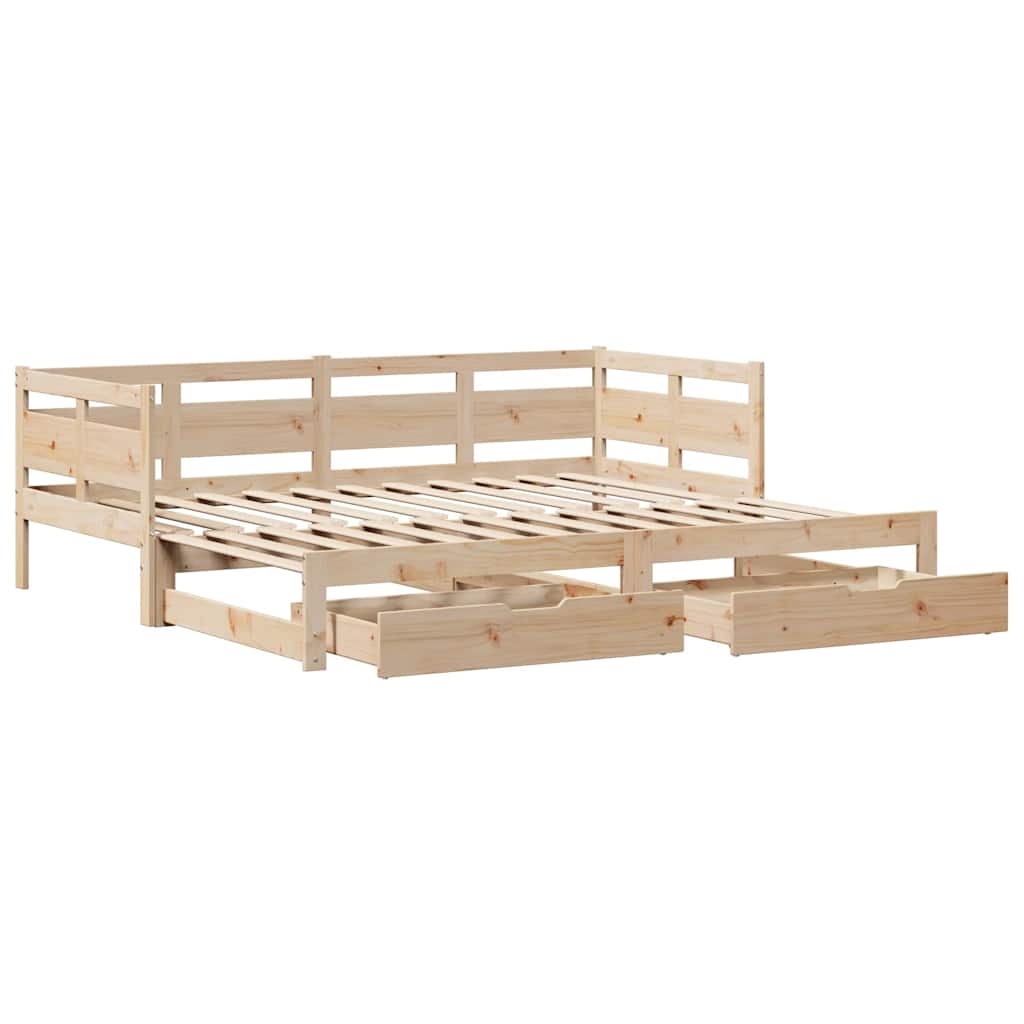 Daybed with Trundle and Drawers without Mattress 90x200 cm