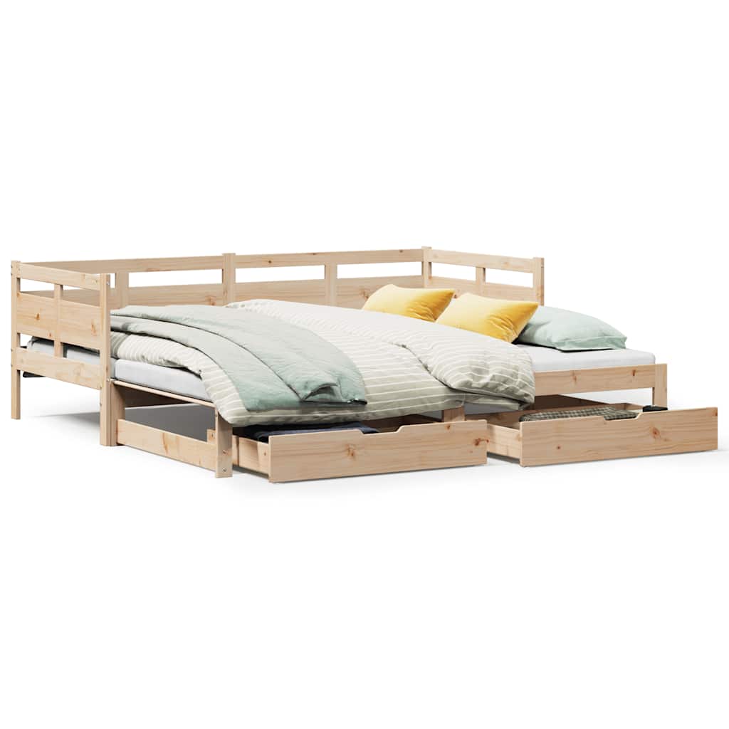 Daybed with Trundle and Drawers without Mattress 80x200 cm