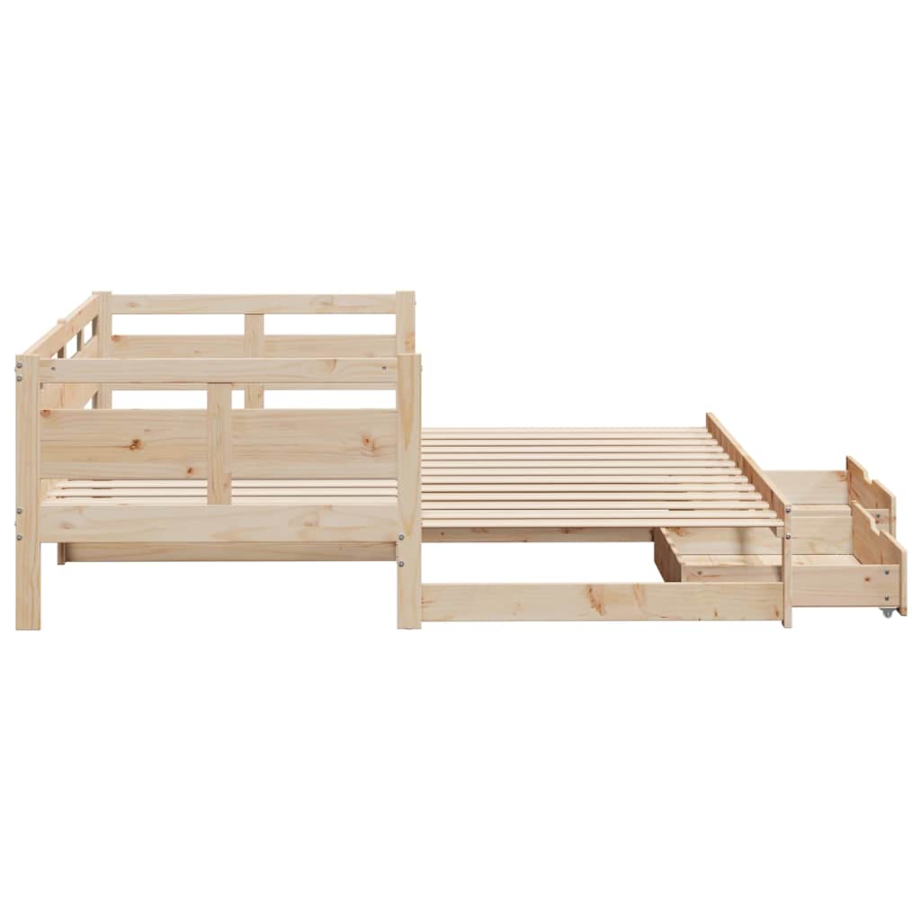 Daybed with Trundle and Drawers without Mattress 80x200 cm
