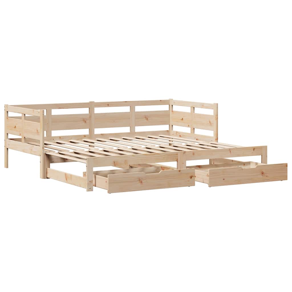 Daybed with Trundle and Drawers without Mattress 90x190 cm Single
