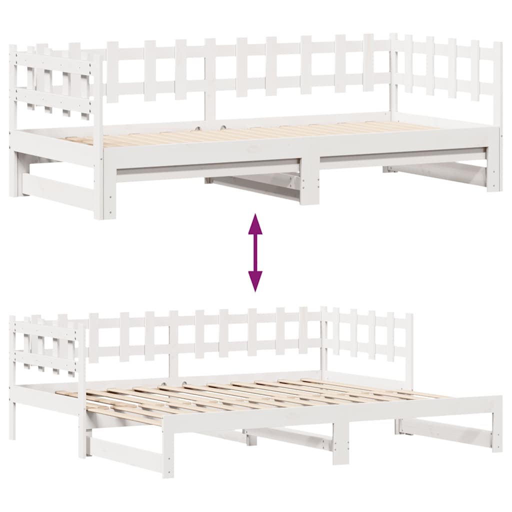 Daybed with Trundle and Drawers without Mattress White 90x190 cm Single