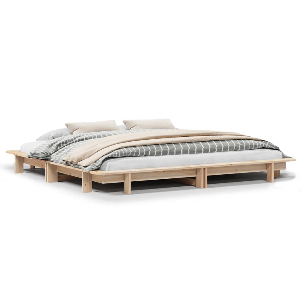 Bed Frame without Mattress 200x200 cm Solid Wood Pine