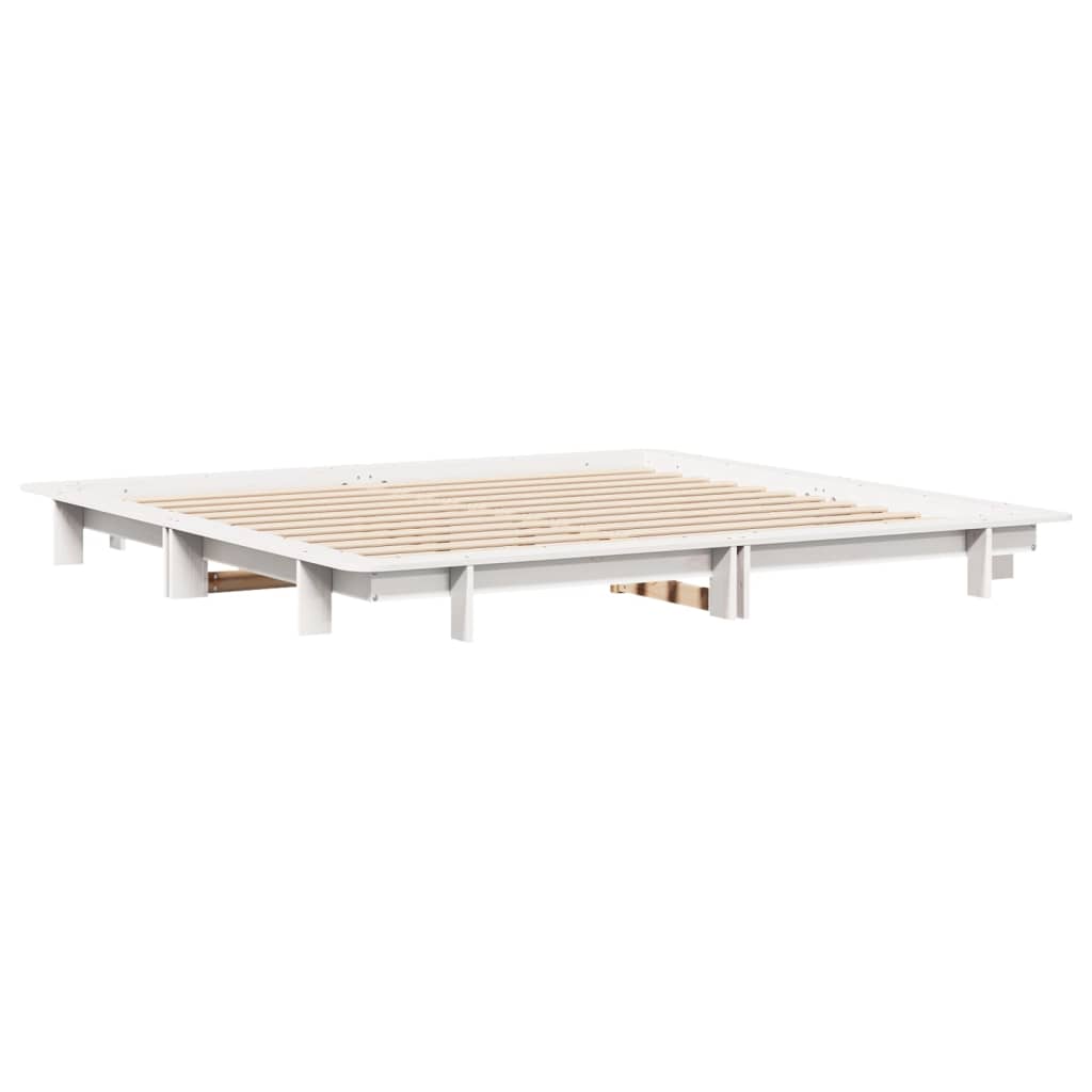 Bed Frame without Mattress White 200x200 cm Solid Wood Pine