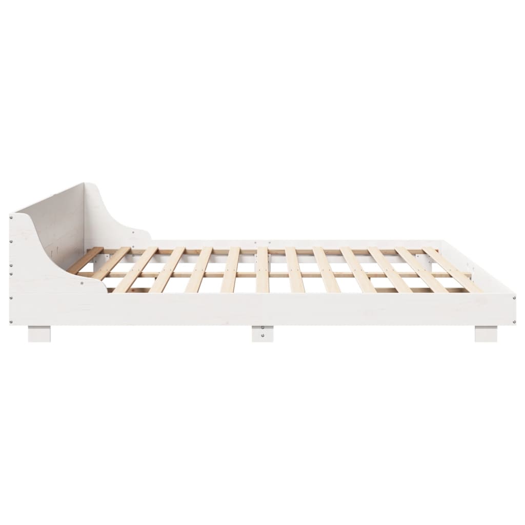 Bed Frame without Mattress White 200x200 cm Solid Wood Pine