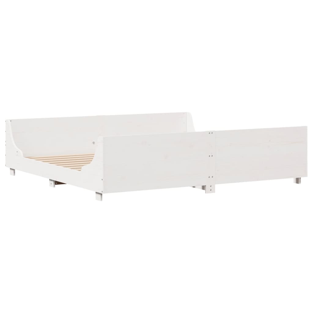 Bed Frame without Mattress White 200x200 cm Solid Wood Pine