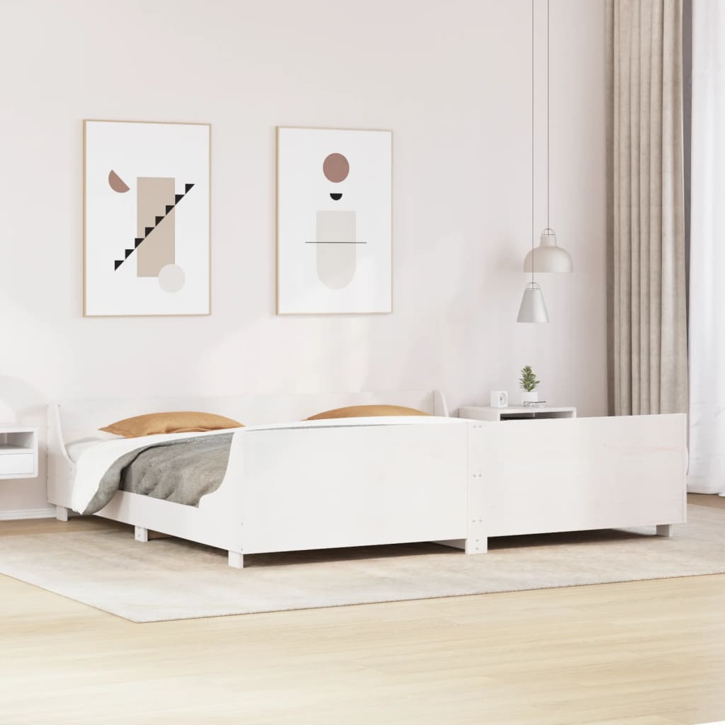 Bed Frame without Mattress White 200x200 cm Solid Wood Pine