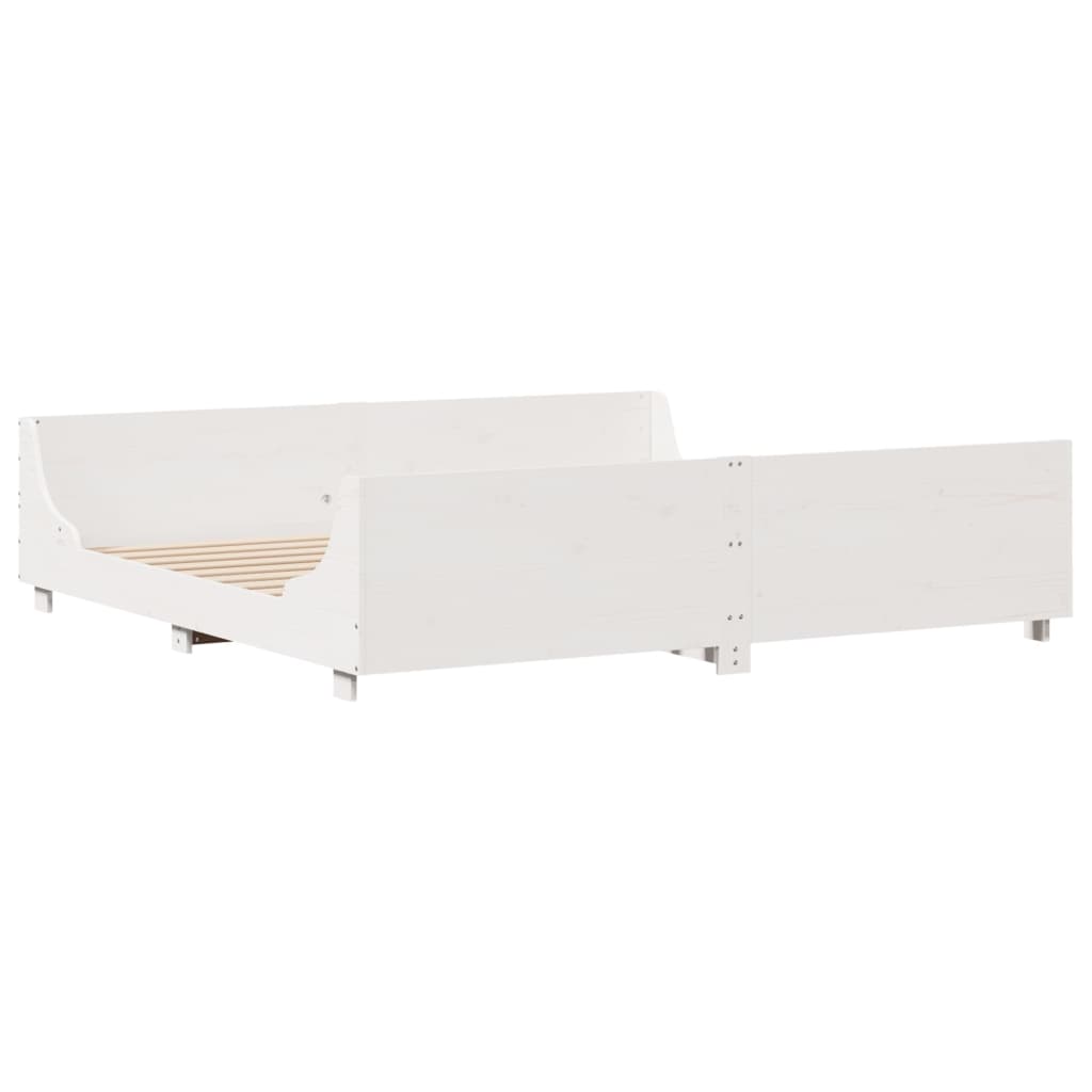 Bed Frame without Mattress White 180x200 cm Super King Solid Wood Pine
