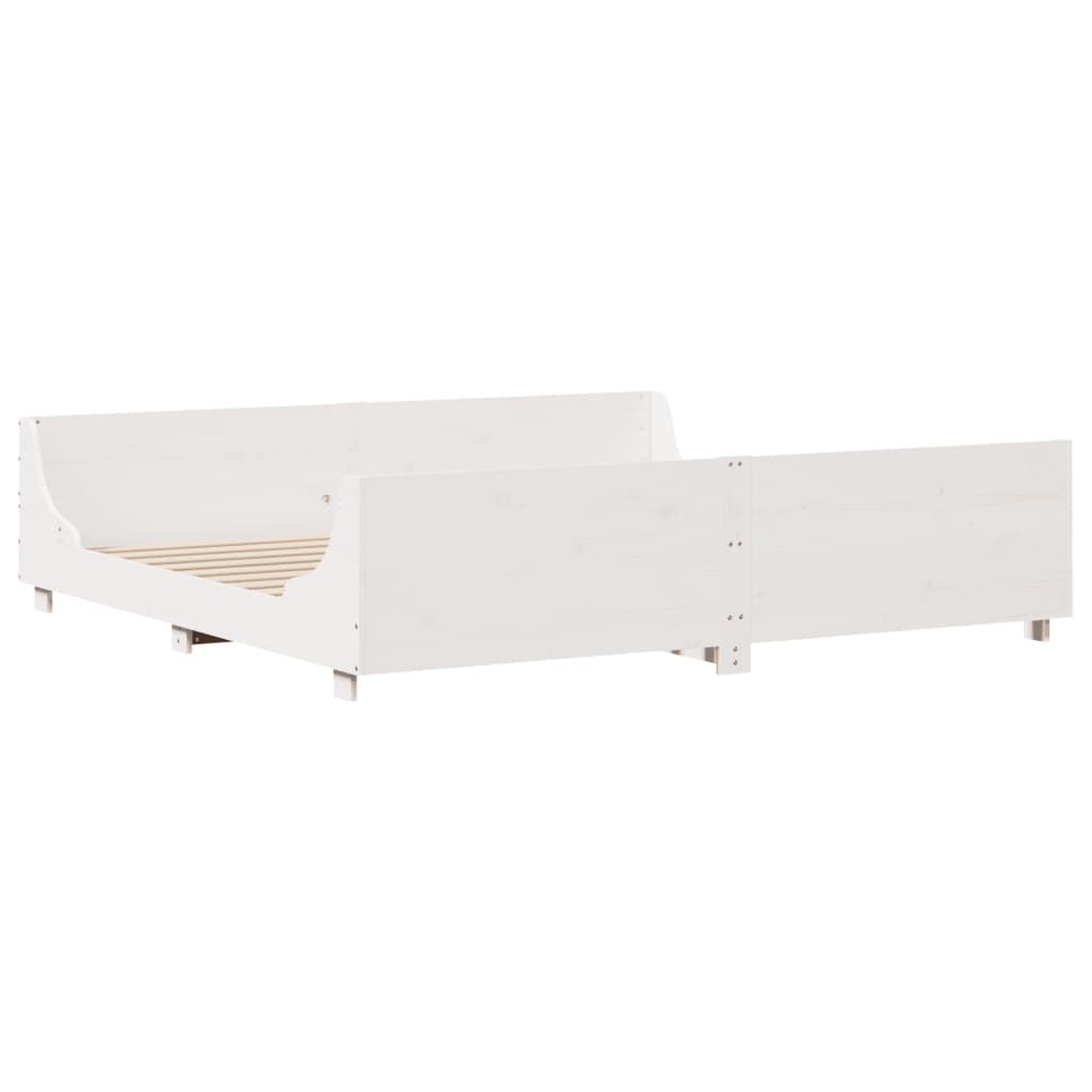 Bed Frame without Mattress White 180x200 cm Super King Solid Wood Pine