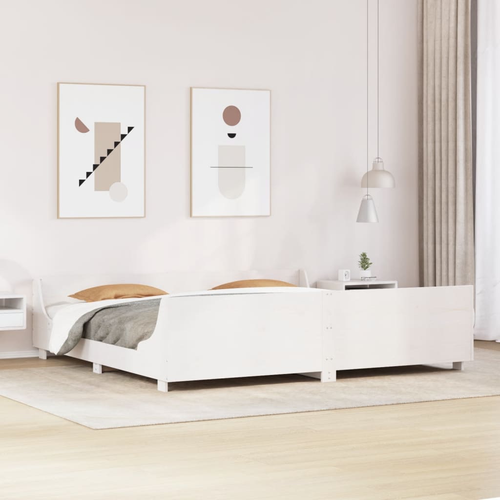 Bed Frame without Mattress White 180x200 cm Super King Solid Wood Pine