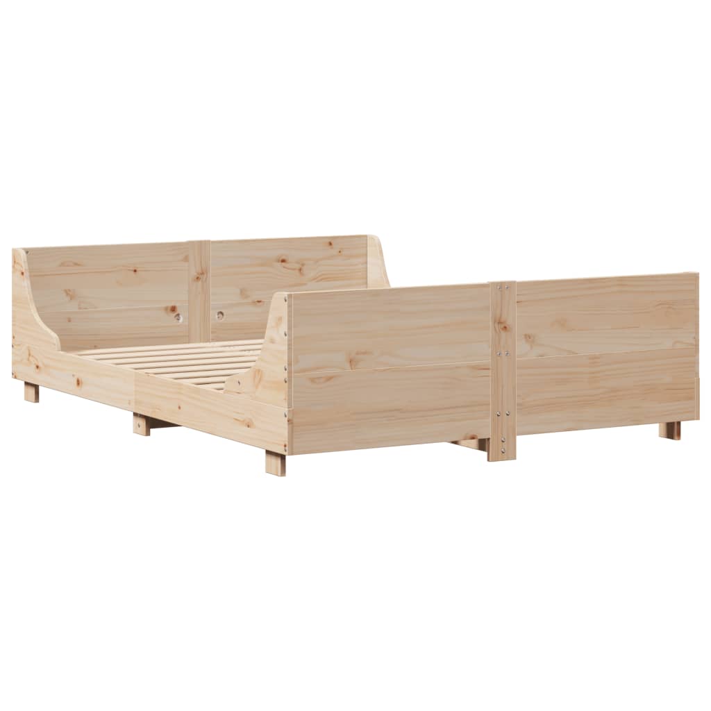 Bed Frame without Mattress 135x190 cm Double Solid Wood Pine
