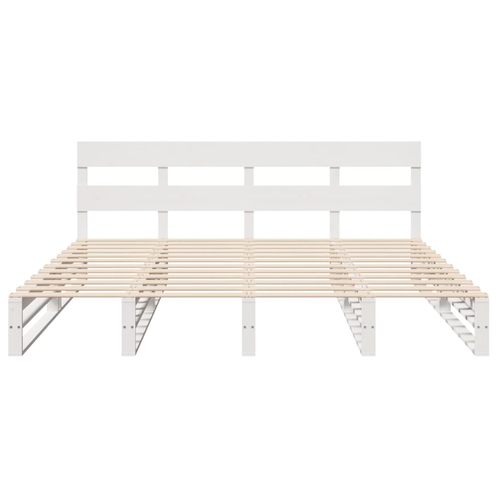 Bed Frame without Mattress White 200x200 cm Solid Wood Pine