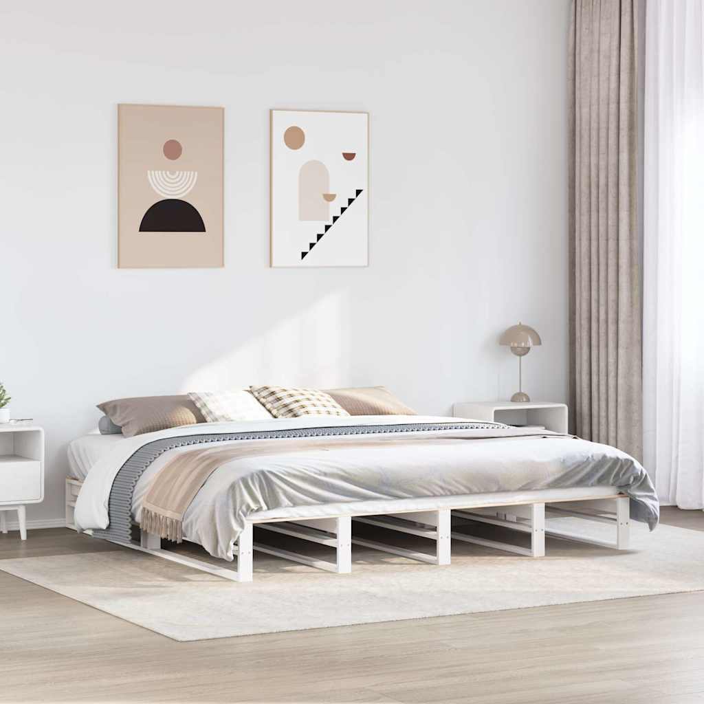 Bed Frame without Mattress White 180x200 cm Super King Solid Wood Pine