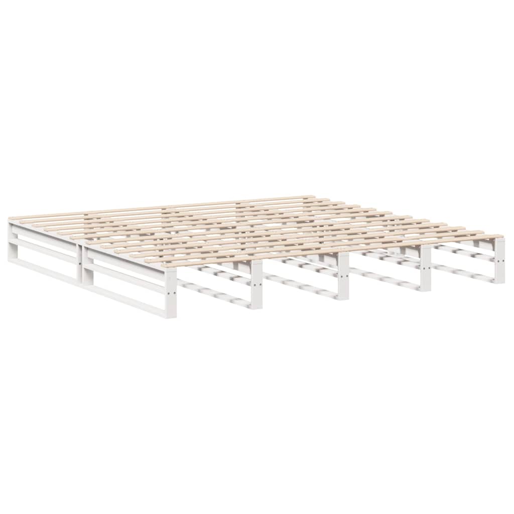 Bed Frame without Mattress White 200x200 cm Solid Wood Pine