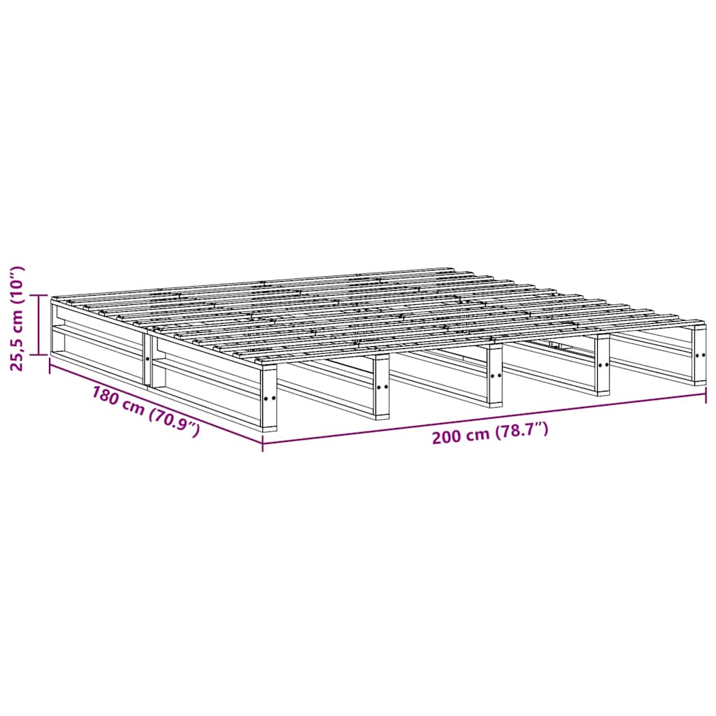 Bed Frame without Mattress Wax Brown 200x200 cm Solid Wood Pine
