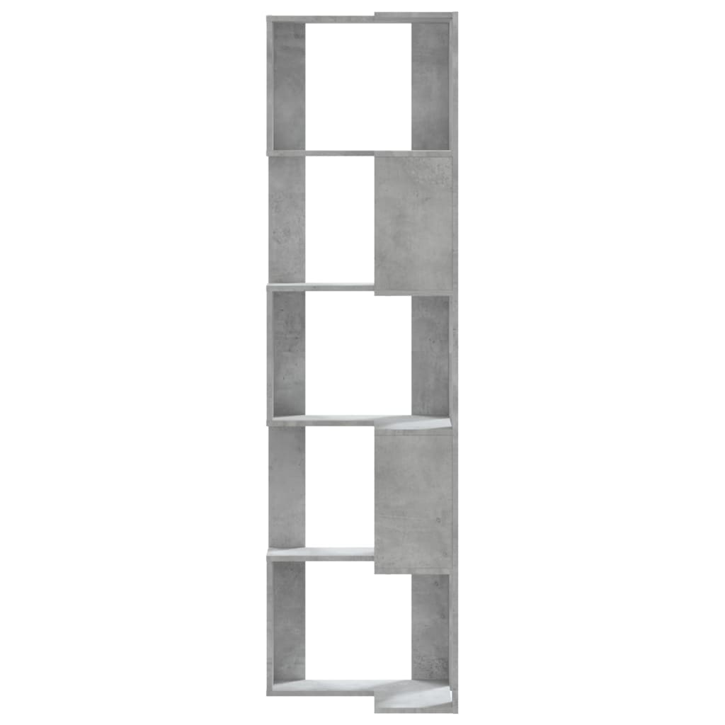 Corner Bookcase 5-Tier Concrete Grey 50x50x179 cm Engineered Wood