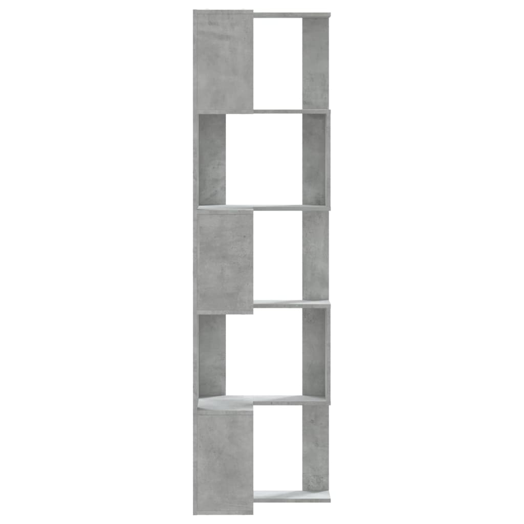 Corner Bookcase 5-Tier Concrete Grey 50x50x179 cm Engineered Wood