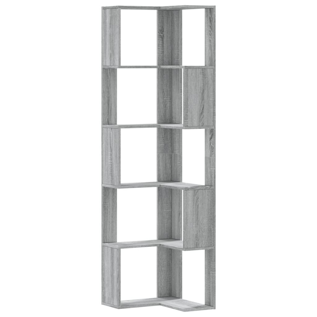 Corner Bookcase 5-Tier Grey Sonoma 50x50x179 cm Engineered Wood