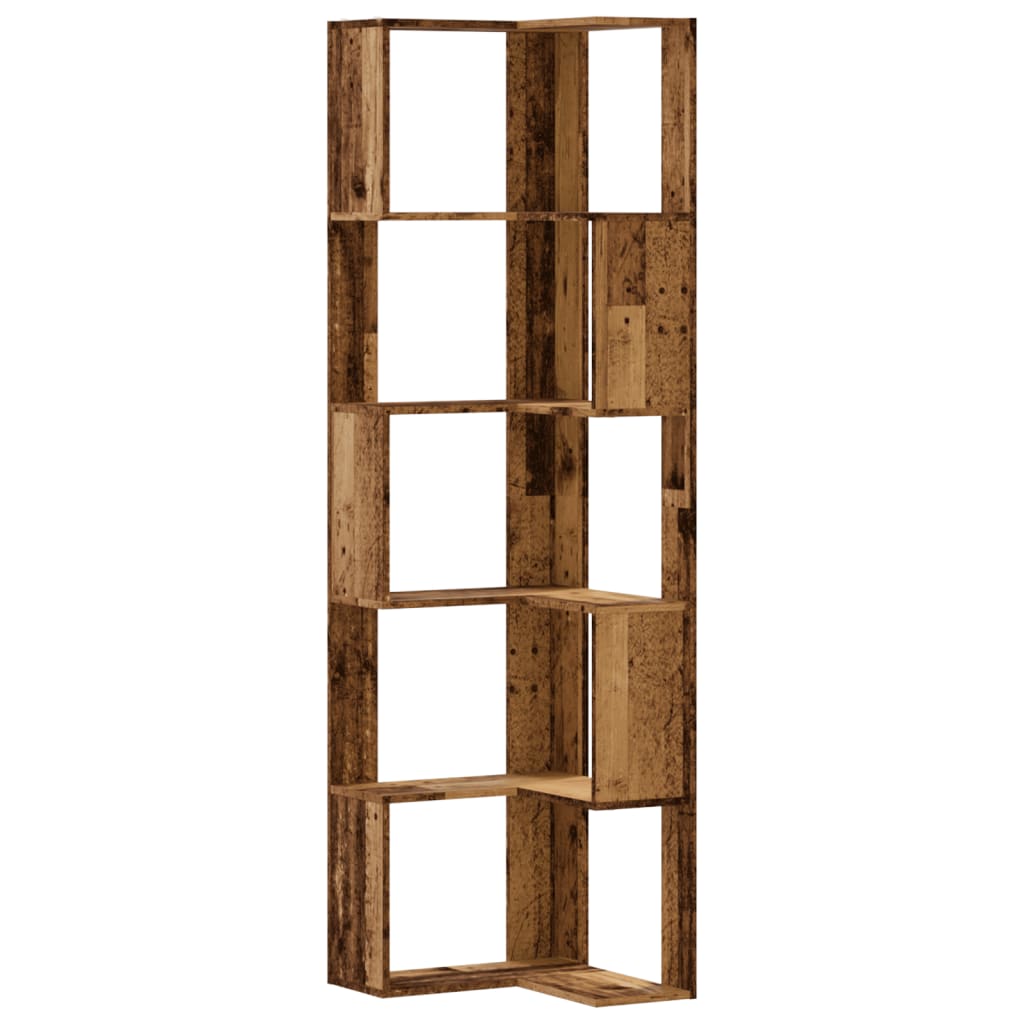 Corner Bookcase 5-Tier Old Wood 50x50x179 cm Engineered Wood