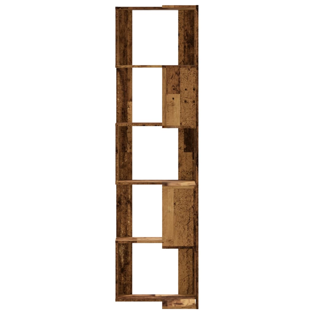 Corner Bookcase 5-Tier Old Wood 50x50x179 cm Engineered Wood