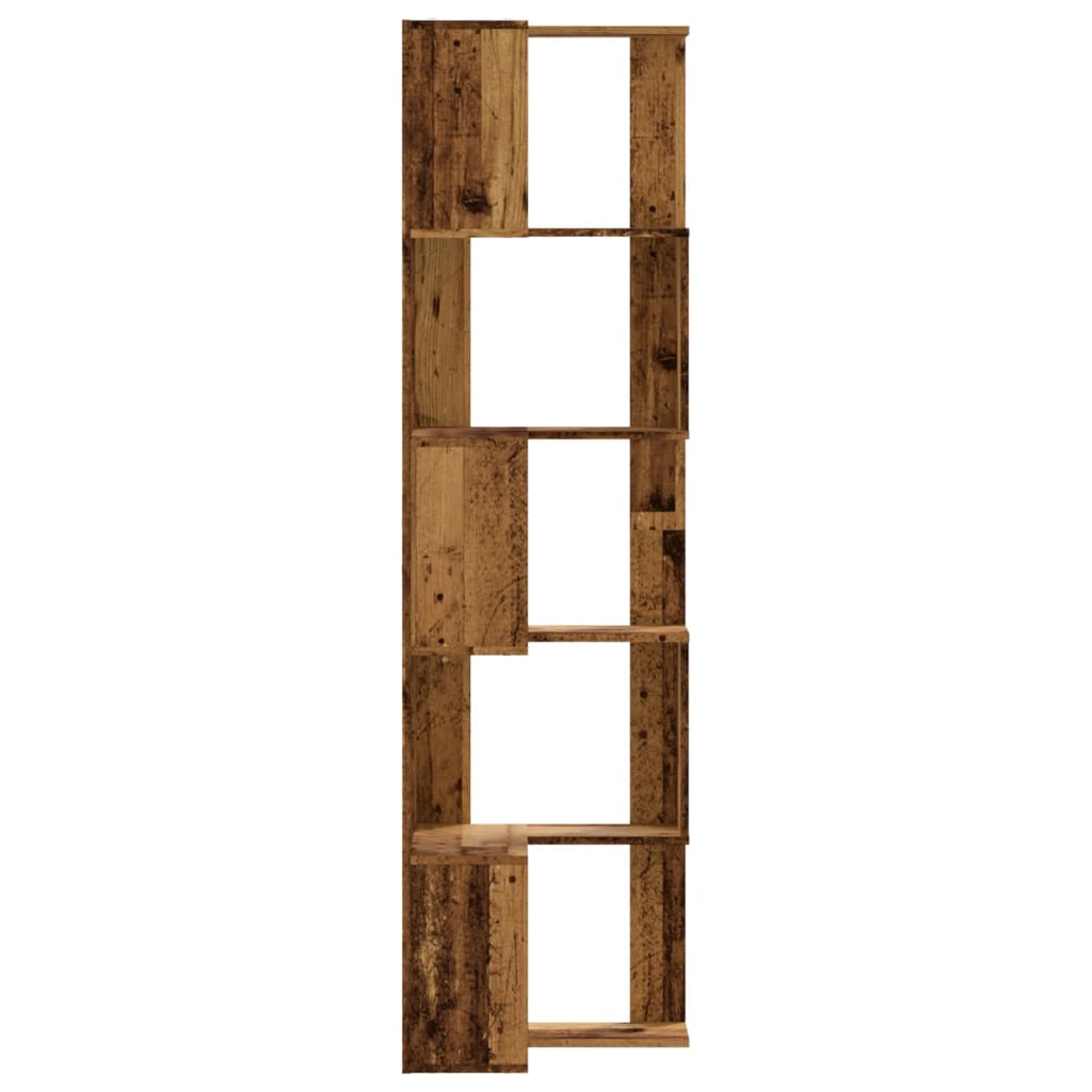Corner Bookcase 5-Tier Old Wood 50x50x179 cm Engineered Wood