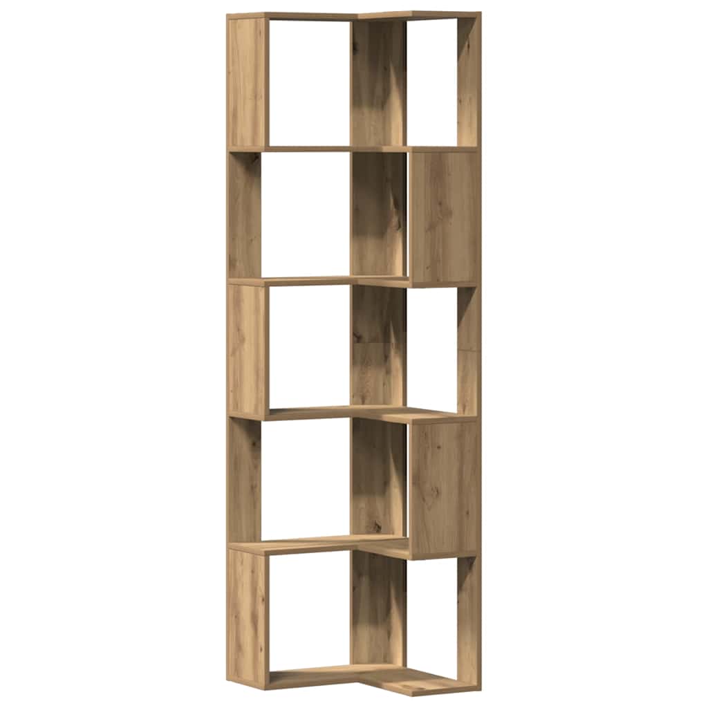 Corner Bookcase 5-Tier Artisian Oak 50x50x179 cm Engineered Wood