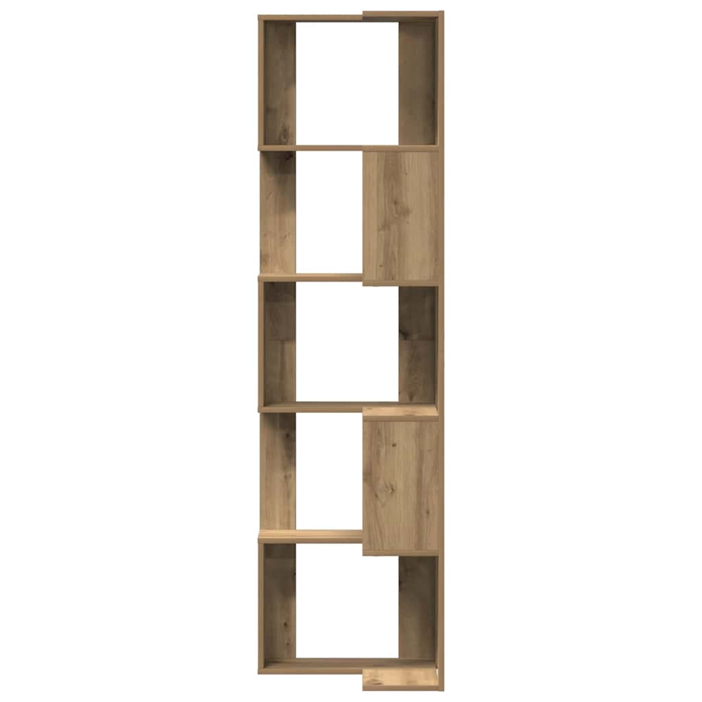 Corner Bookcase 5-Tier Artisian Oak 50x50x179 cm Engineered Wood