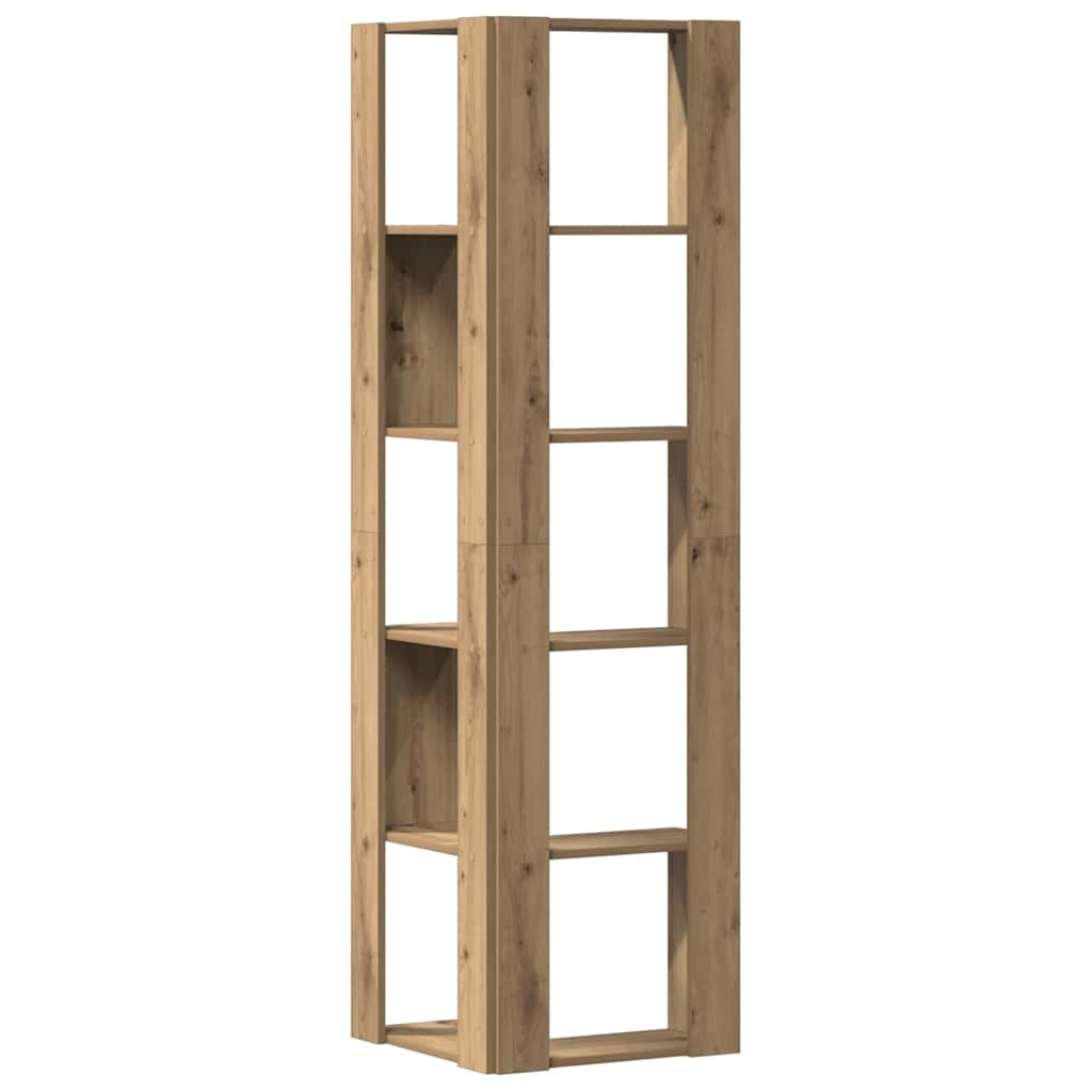 Corner Bookcase 5-Tier Artisian Oak 50x50x179 cm Engineered Wood