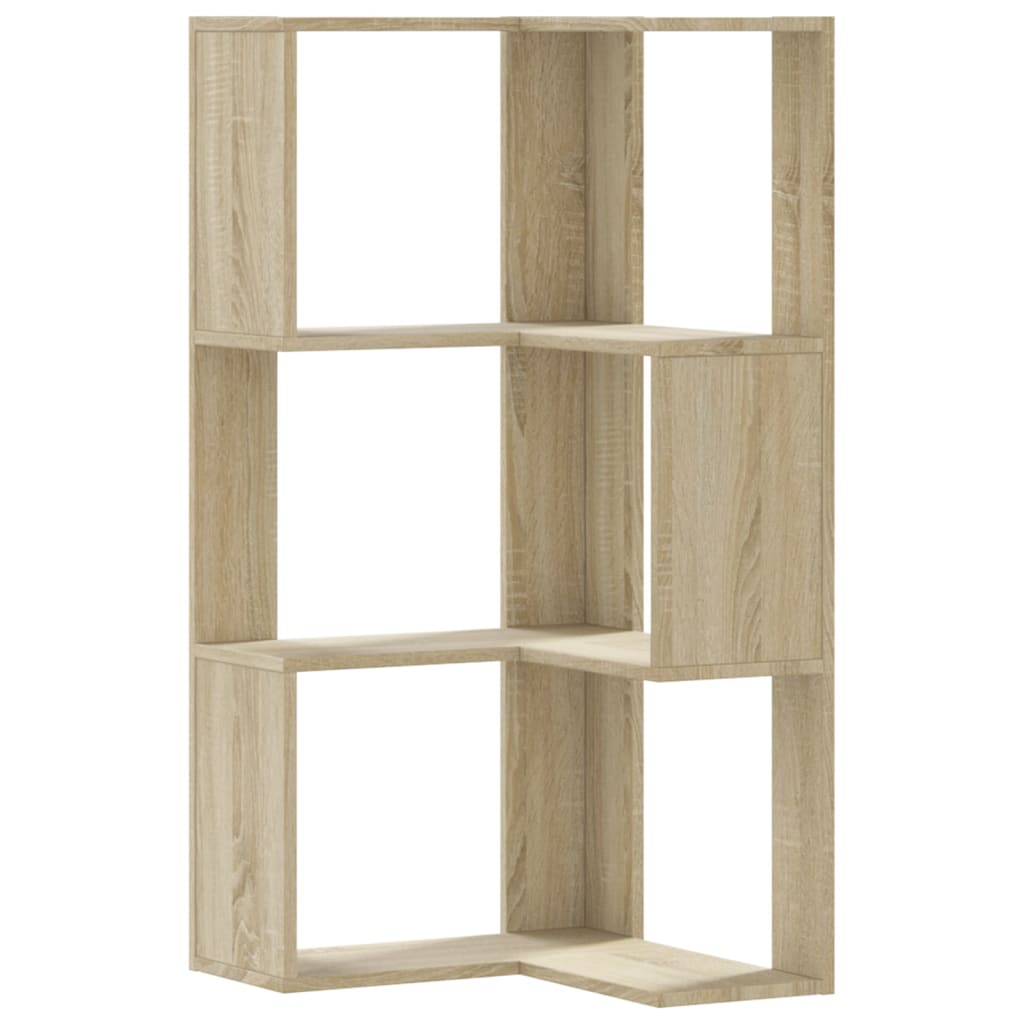 Corner Bookcase 3-Tier Sonoma Oak 50x50x102 cm Engineered Wood
