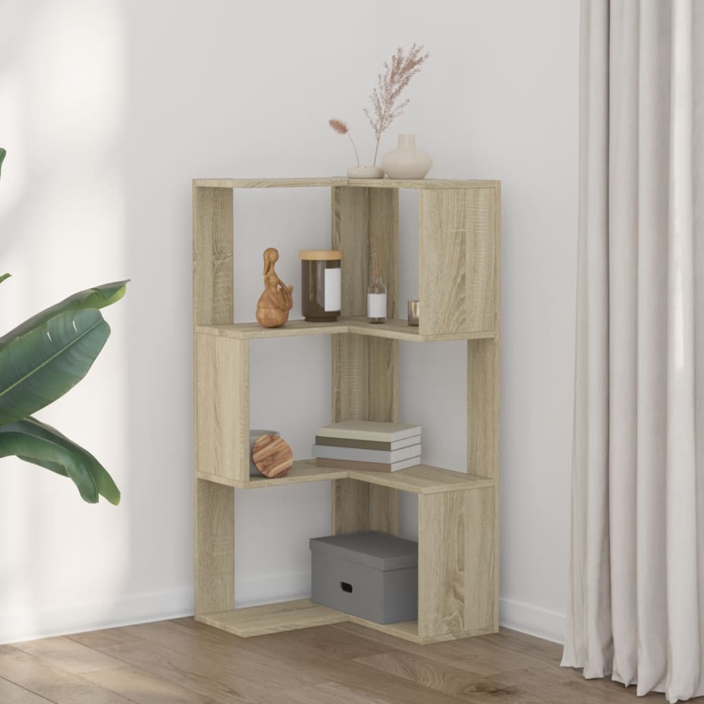 Corner Bookcase 3-Tier Sonoma Oak 50x50x102 cm Engineered Wood