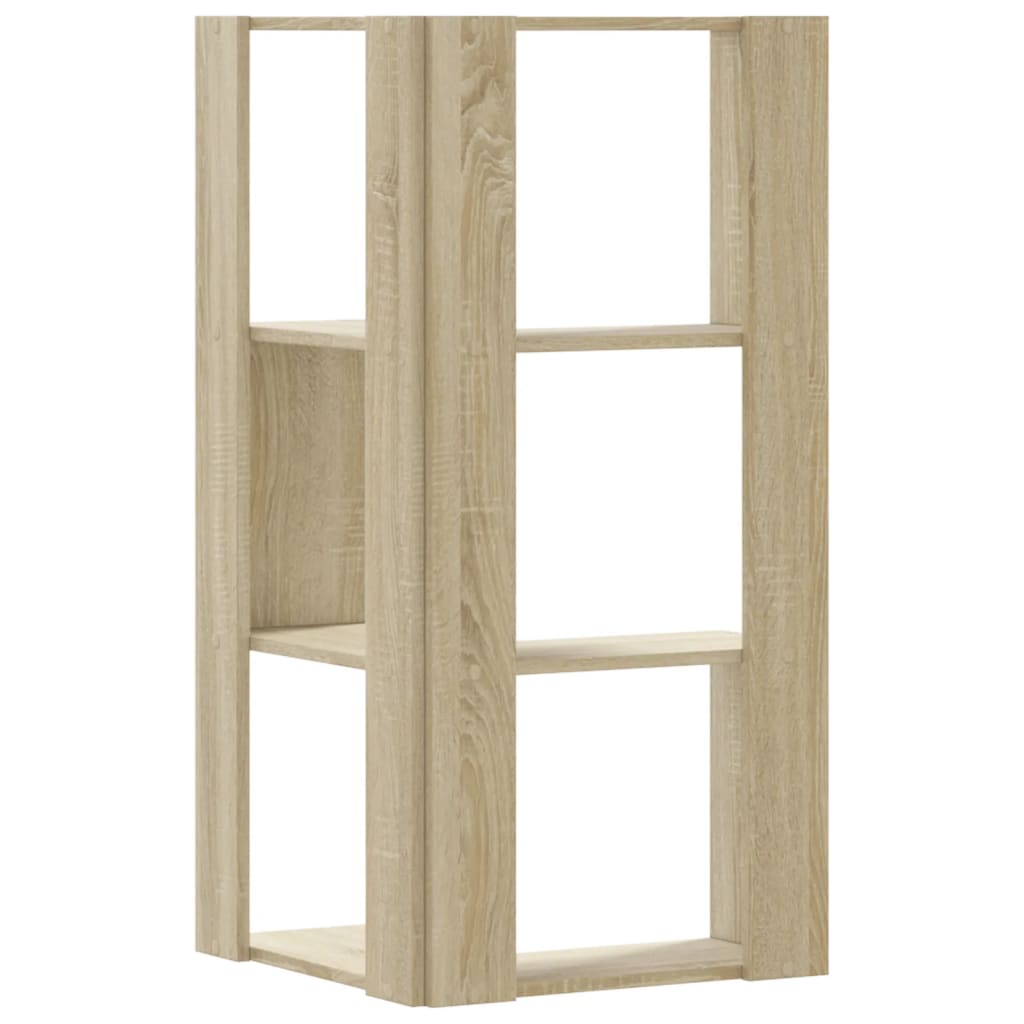 Corner Bookcase 3-Tier Sonoma Oak 50x50x102 cm Engineered Wood