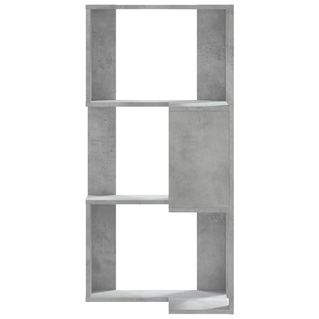 Corner Bookcase 3-Tier Concrete Grey 50x50x102 cm Engineered Wood
