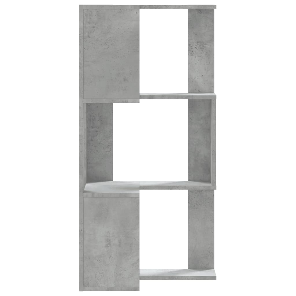 Corner Bookcase 3-Tier Concrete Grey 50x50x102 cm Engineered Wood