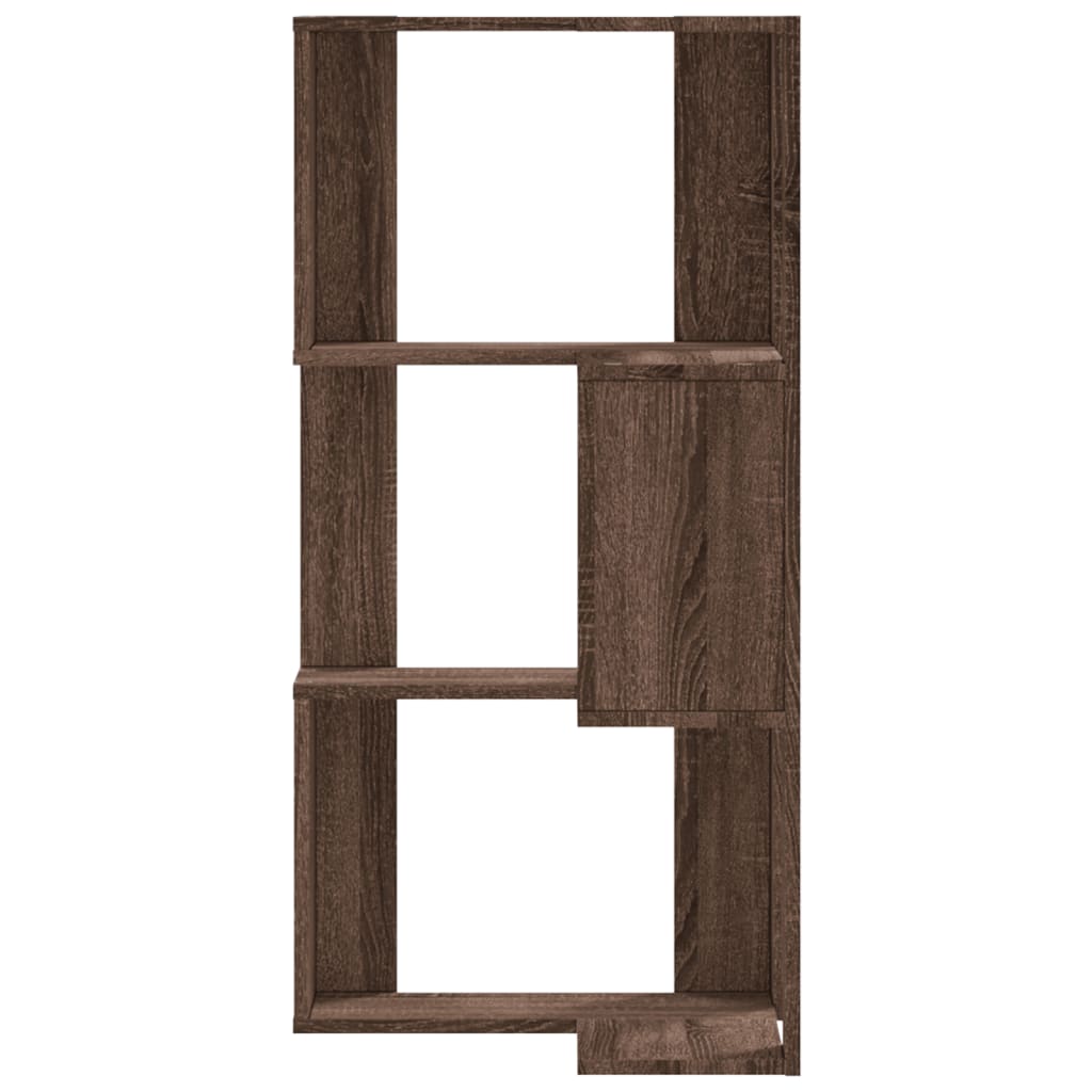 Corner Bookcase 3-Tier Brown Oak 50x50x102 cm Engineered Wood