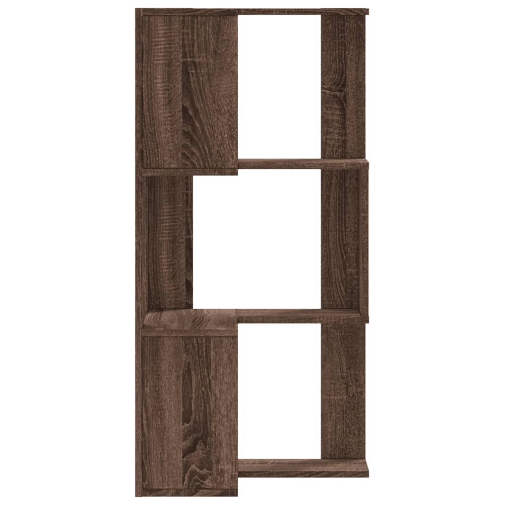 Corner Bookcase 3-Tier Brown Oak 50x50x102 cm Engineered Wood