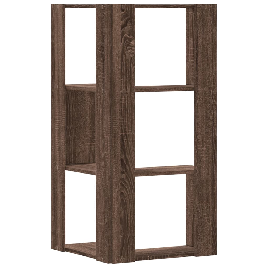 Corner Bookcase 3-Tier Brown Oak 50x50x102 cm Engineered Wood