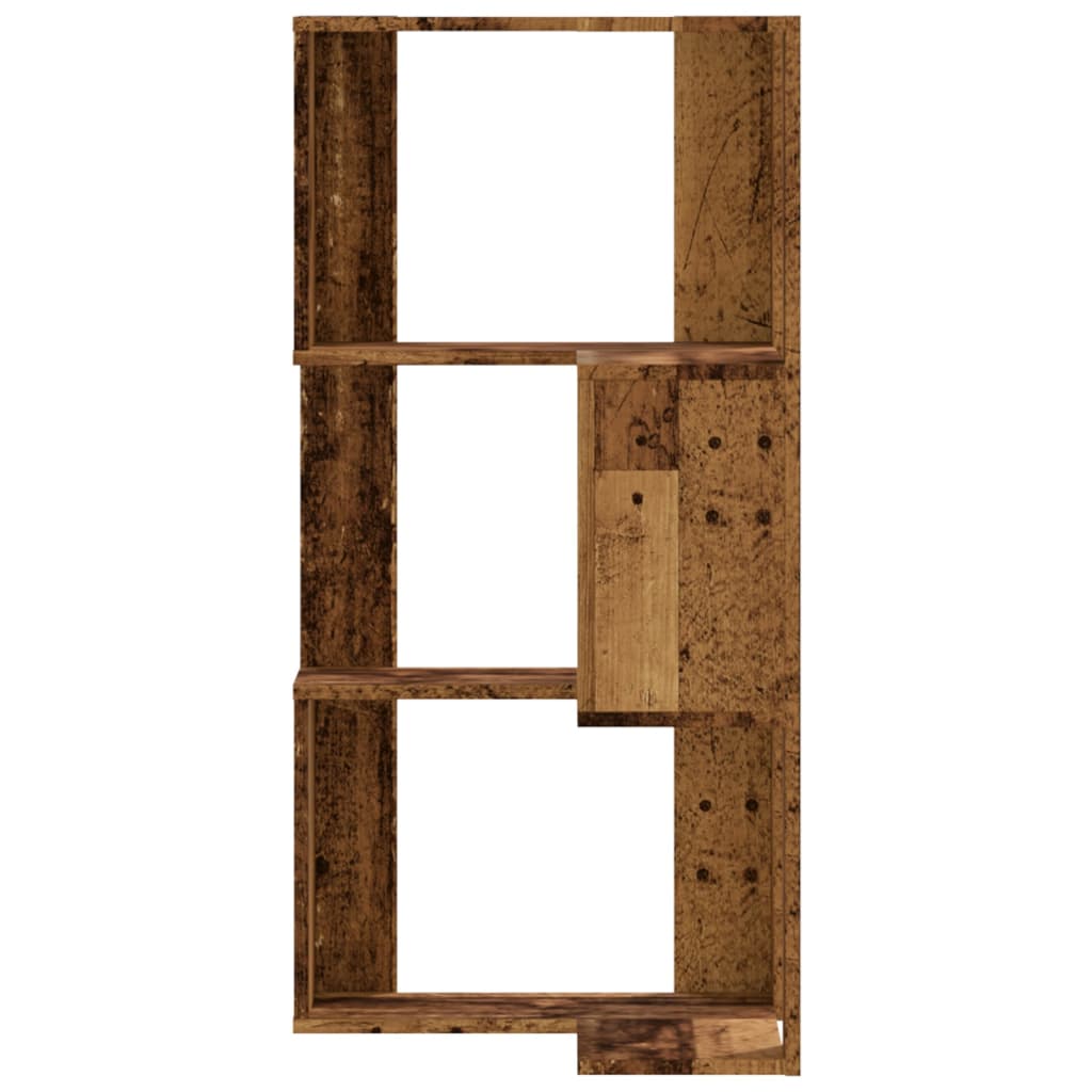 Corner Bookcase 3-Tier Old Wood 50x50x102 cm Engineered Wood