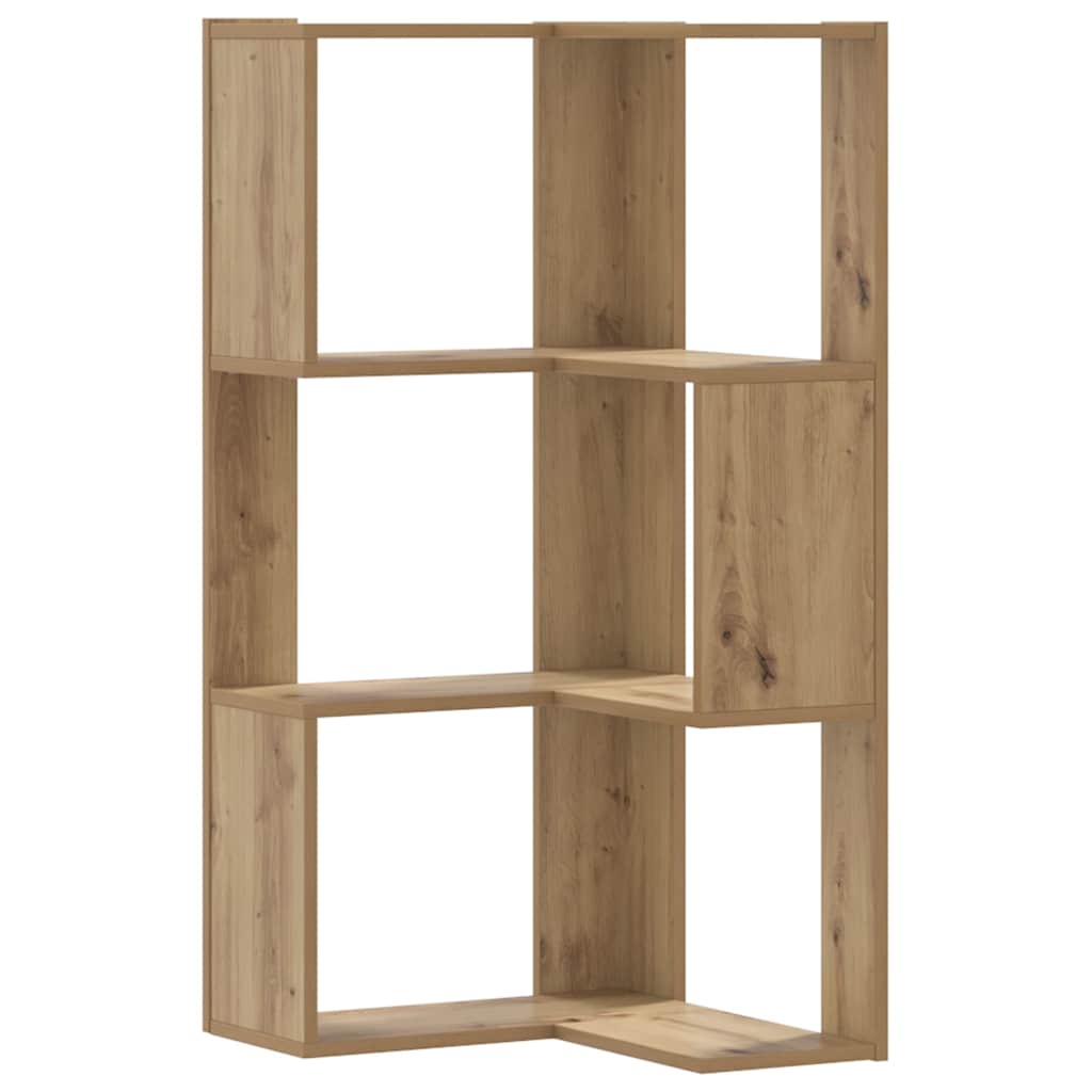 Corner Bookcase 3-Tier Artisian Oak 50x50x102 cm Engineered Wood