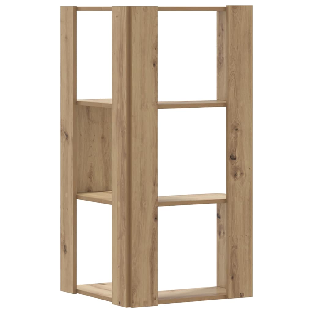 Corner Bookcase 3-Tier Artisian Oak 50x50x102 cm Engineered Wood