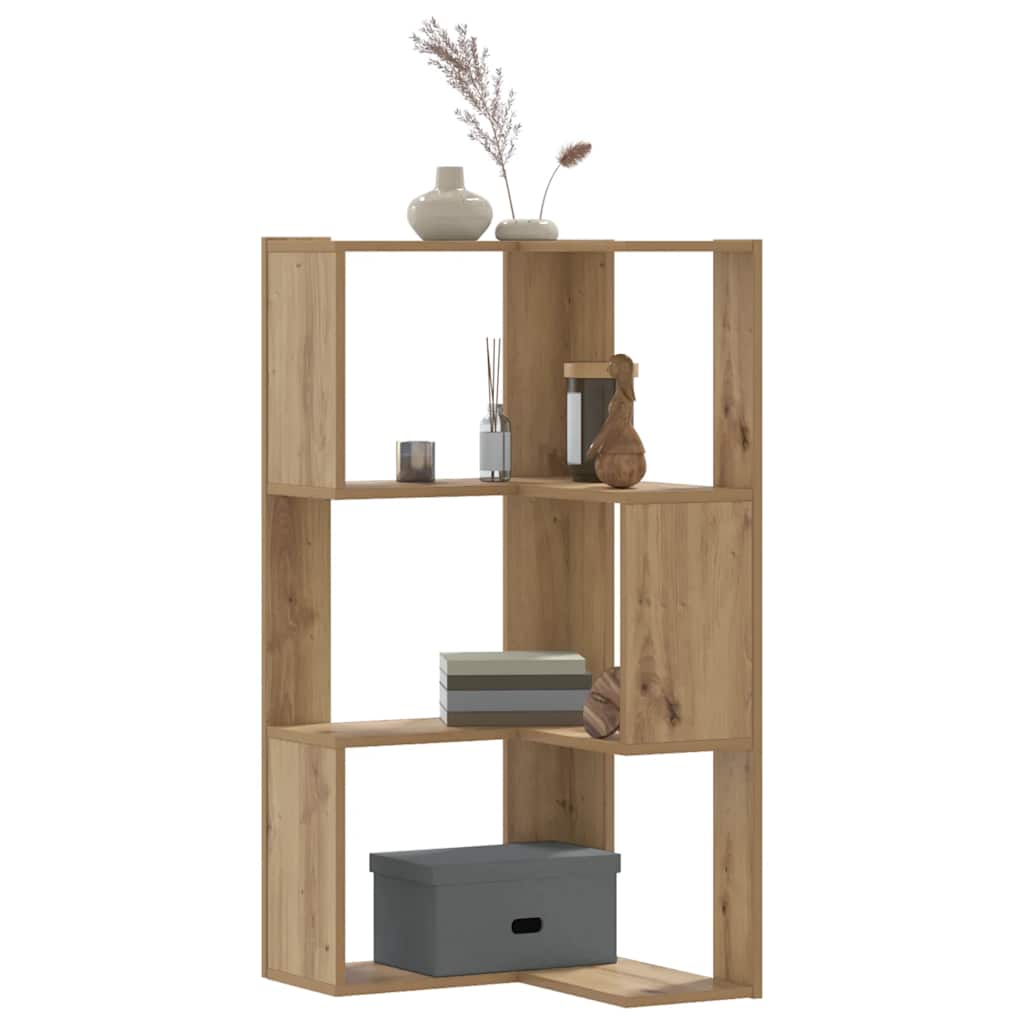 Corner Bookcase 3-Tier Artisian Oak 50x50x102 cm Engineered Wood