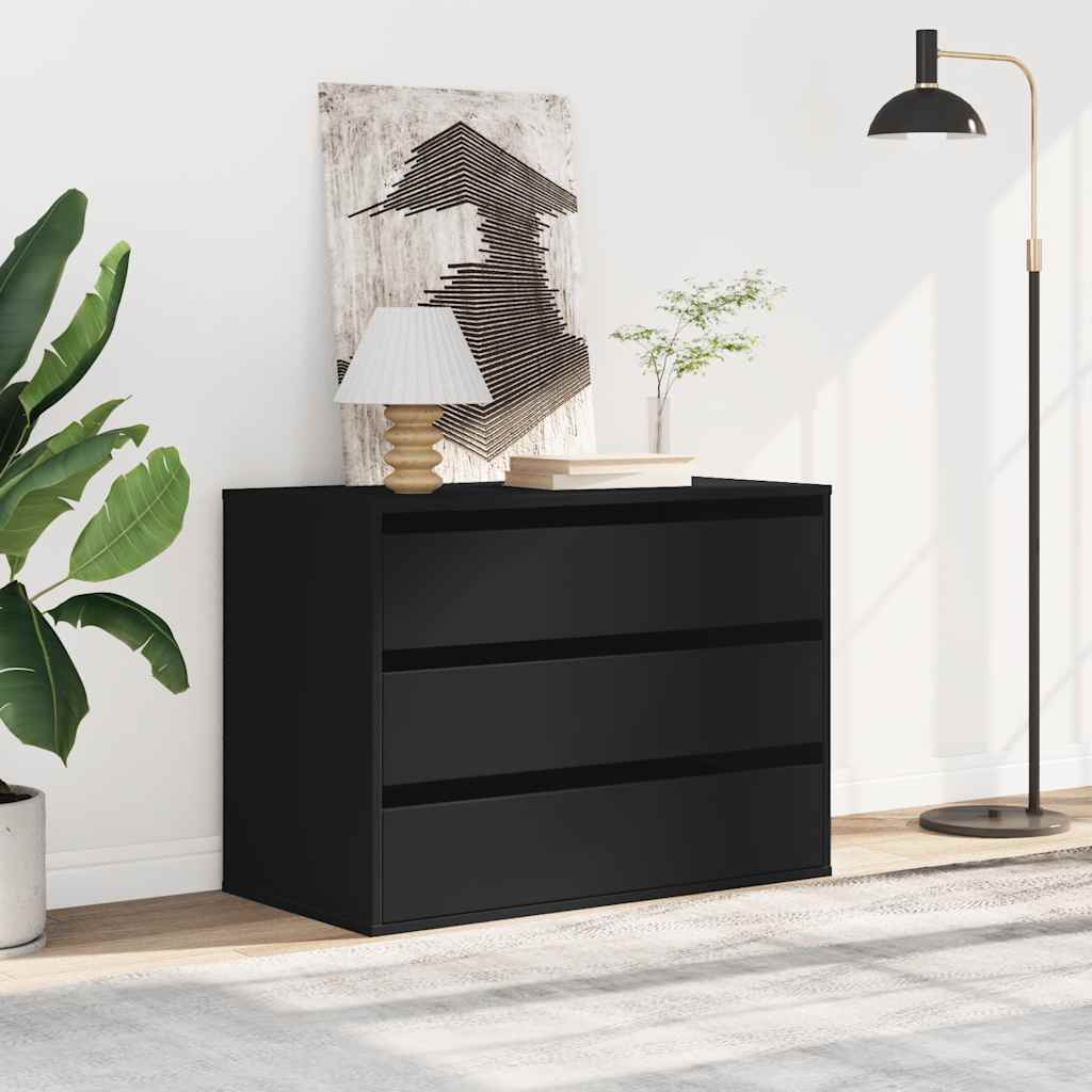 Corner Chest of Drawers Black 80x41x58 cm Engineered Wood
